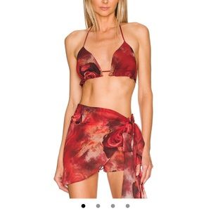 Kim Shui Red Rose Bikini top and chiffon skirt